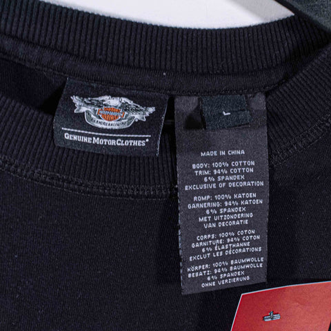 Harley Davidson Motorcycles Flame T-Shirt Embroidered Long Sleeve Biker