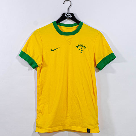 NIKE Swoosh Brazil Ringer T-Shirt Soccer Futbol Blokecore