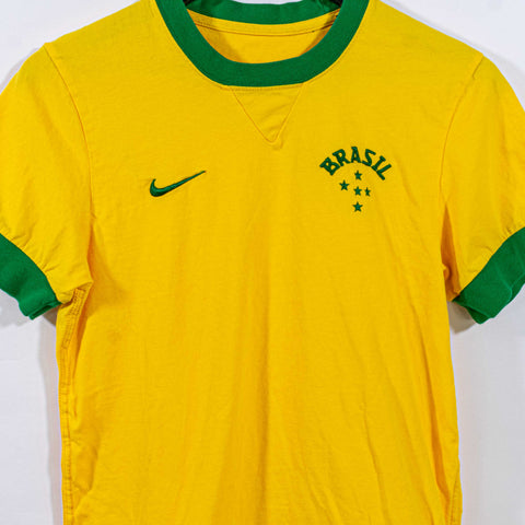 NIKE Swoosh Brazil Ringer T-Shirt Soccer Futbol Blokecore