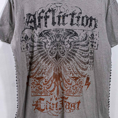 Affliction Live Fast Distressed T-Shirt Cyber Goth Thick Stitch