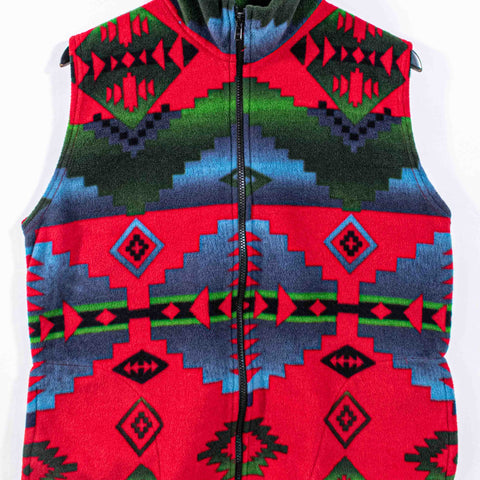 Aztec Southwestern Fleece Zip Vest Back In The Saddle
