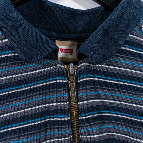 Levis Striped Zip Polo Shirt Long Sleeve