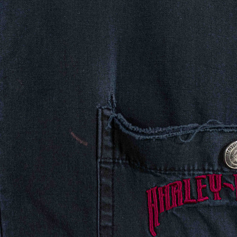 Harley Davidson Motorcycles Snap Button Shirt Flannel Lined Sun Faded