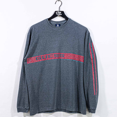 Guess Jeans Stripe Spell Out Long Sleeve T-Shirt