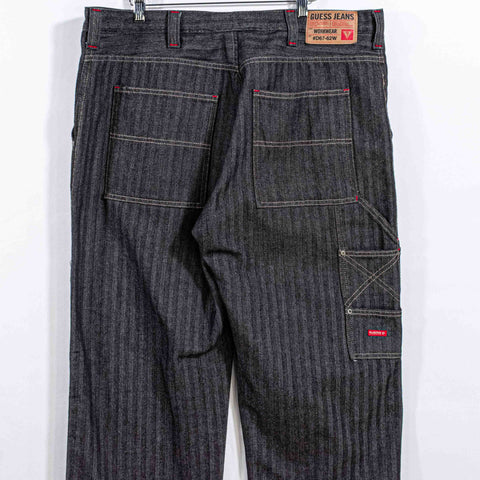 Guess Workwear Striped Carpenter Jeans Baggy Hip Hop Skate