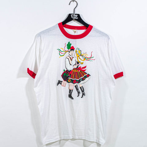 Polish Folk Art Dance Ringer T-Shirt Single Stitch