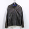 Andrew Marc Moto Racer Leather Jacket Band Collar