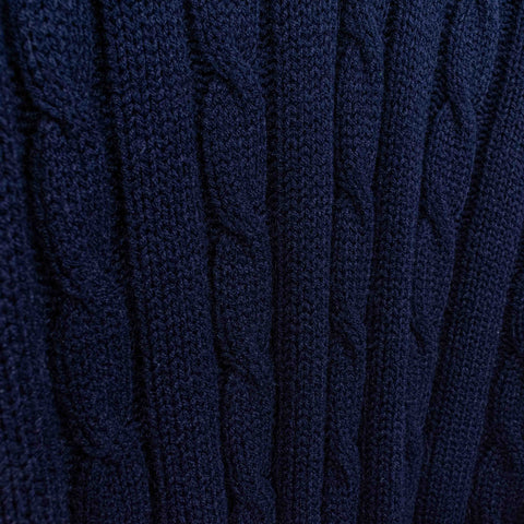 Tennis Varsity Cable Knit V-Neck Pullover Sweater