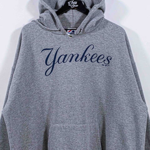 New York Yankees MLB Majestic Hoodie Sweatshirt Baseball Cut Neck / Cuffs