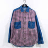 Plaid Corduroy Patchwork Denim Button Shirt