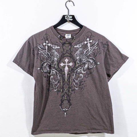 Cross Dragon AOP Cyber Mall Goth T-Shirt