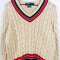 Polo Ralph Lauren Cable Knit Varsity Tennis V Neck Sweater