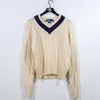 Polo Ralph Lauren Cable Knit Varsity Tennis V Neck Sweater Wool