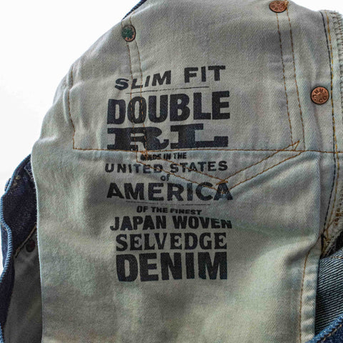 RRL Ralph Lauren Slim Fit Selvedge Denim Jeans Distressed Repaired