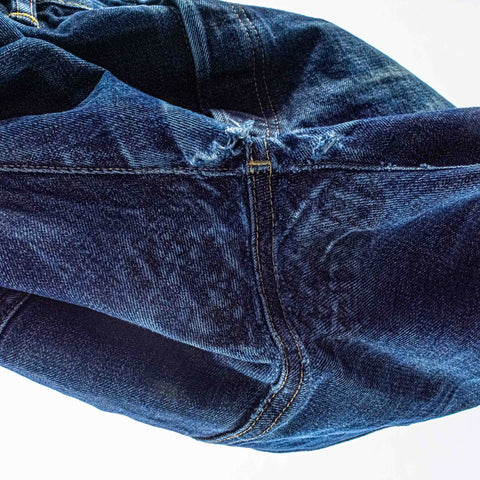 RRL Ralph Lauren Slim Fit Selvedge Denim Jeans Distressed Repaired