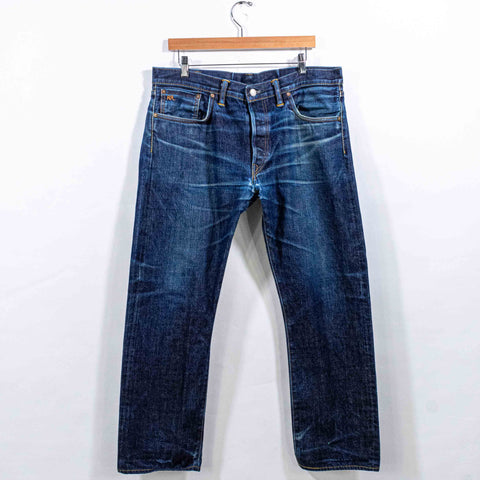 RRL Ralph Lauren Slim Fit Selvedge Denim Jeans Distressed Repaired