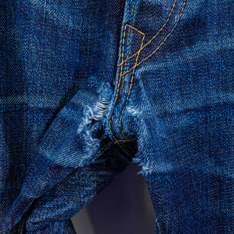 RRL Ralph Lauren Slim Fit Selvedge Denim Jeans Distressed Repaired
