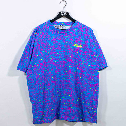 FILA Abstract Neon AOP T-Shirt Tennis Hip Hop