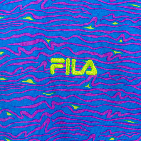 FILA Abstract Neon AOP T-Shirt Tennis Hip Hop