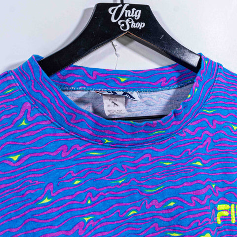 FILA Abstract Neon AOP T-Shirt Tennis Hip Hop