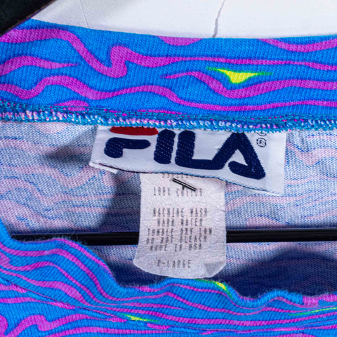 FILA Abstract Neon AOP T-Shirt Tennis Hip Hop