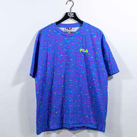 FILA Abstract Neon AOP T-Shirt Tennis Hip Hop