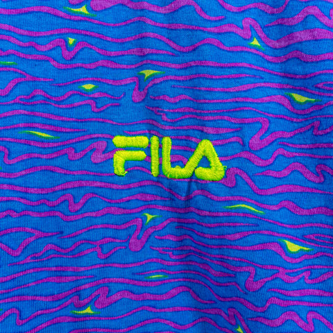 FILA Abstract Neon AOP T-Shirt Tennis Hip Hop