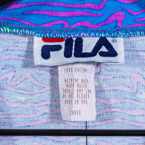 FILA Abstract Neon AOP T-Shirt Tennis Hip Hop