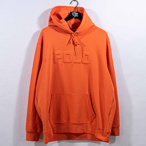 Polo Ralph Lauren Embossed Spell Out Double Knit Hoodie Sweatshirt