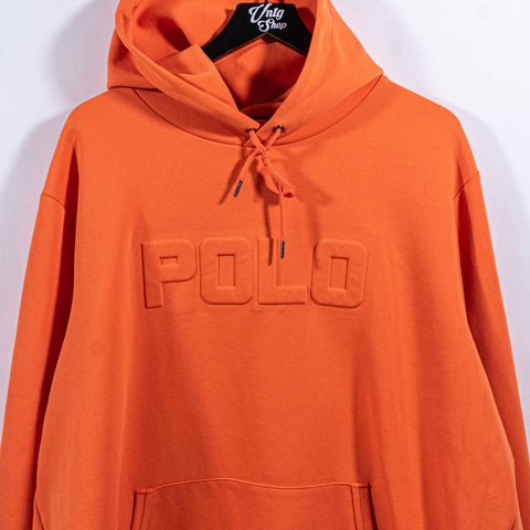 Polo Ralph Lauren Embossed Spell Out Double Knit Hoodie Sweatshirt