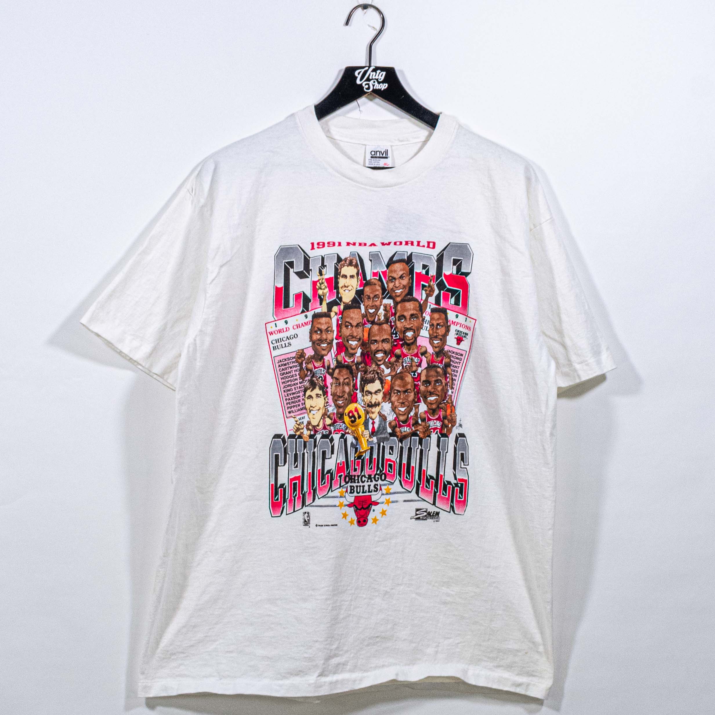 Chicago Bulls 1991 NBA World Champions Caricature T-Shirt– VNTG Shop