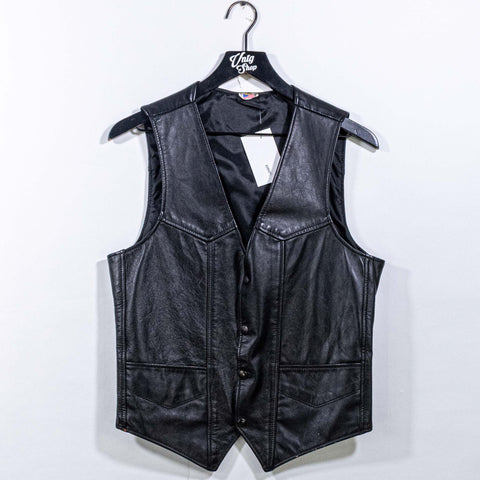 Biker Snap Button Leather Vest Made in USA
