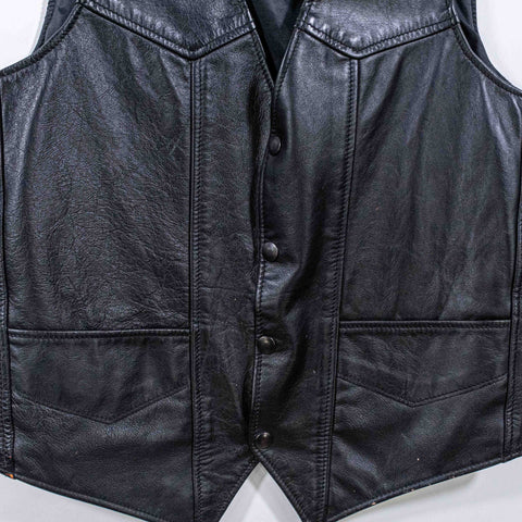 Biker Snap Button Leather Vest Made in USA