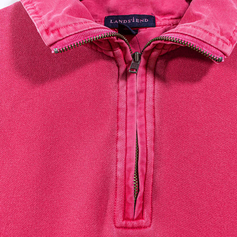 Lands End Sun Faded 1/4 Zip Pullover Sweatshirt Elbow Patches