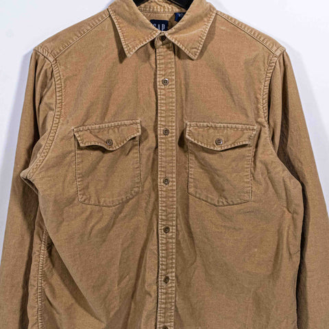GAP Corduroy Velvet Button Shirt Flap Pocket