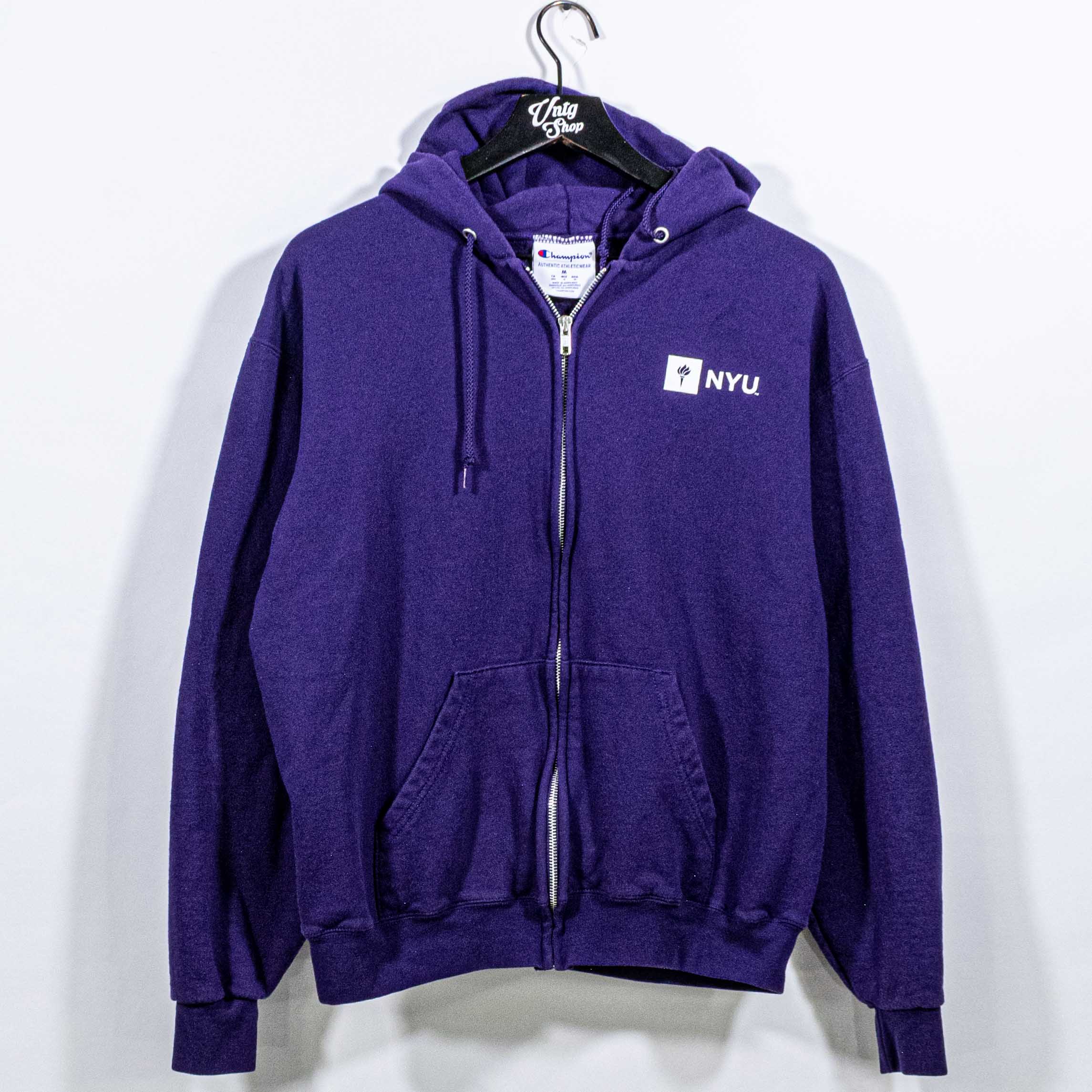 NYU New York University Champion Zip Hoodie Sweatshirt– VNTG Shop