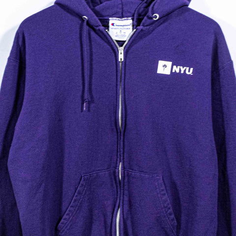 NYU New York University Champion Zip Hoodie Sweatshirt