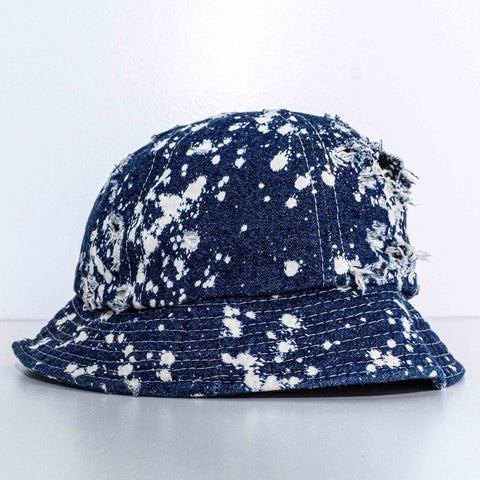 TROOP Acid Wash Denim Bucket Hat Hip Hop Distressed