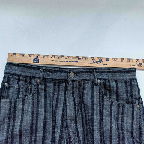 Brooklyn Express Striped Baggy Jean Shorts Jorts