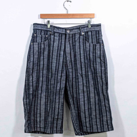 Brooklyn Express Striped Baggy Jean Shorts Jorts
