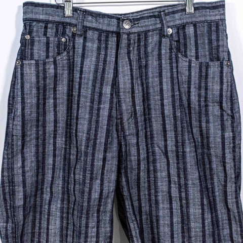 Brooklyn Express Striped Baggy Jean Shorts Jorts