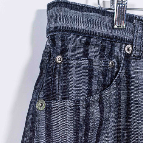 Brooklyn Express Striped Baggy Jean Shorts Jorts