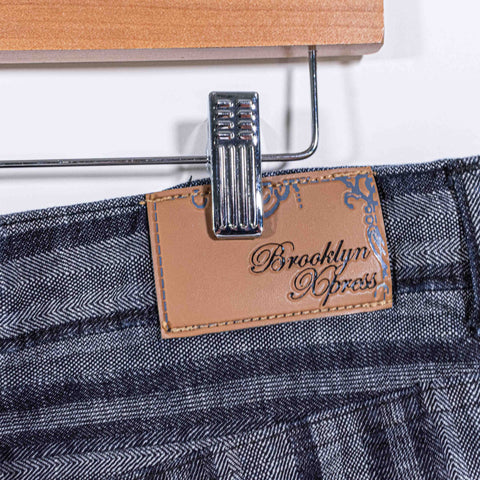 Brooklyn Express Striped Baggy Jean Shorts Jorts