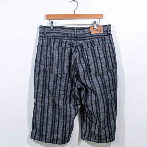Brooklyn Express Striped Baggy Jean Shorts Jorts
