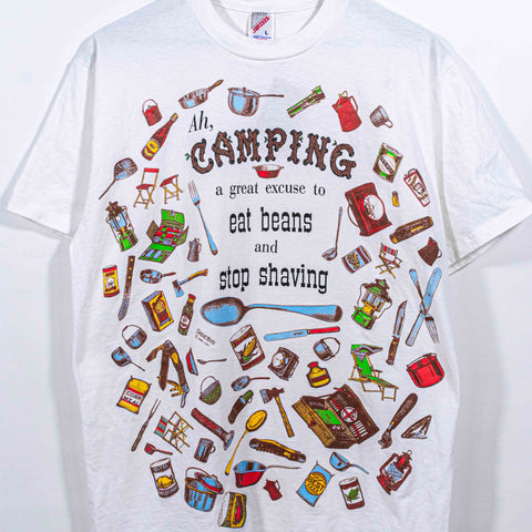 Camping AOP T-Shirt Excuse to Eat Beans & Stop Shaving Funny