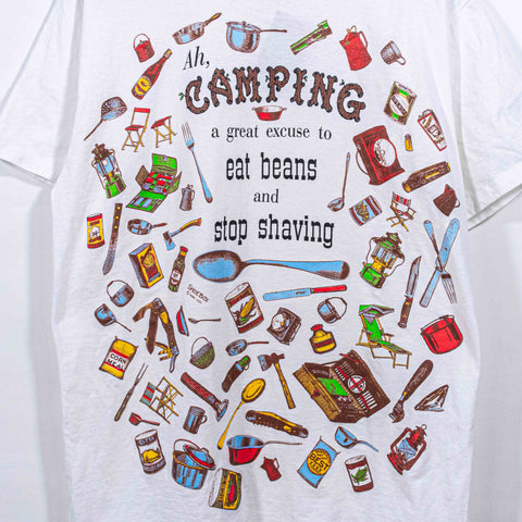 Camping AOP T-Shirt Excuse to Eat Beans & Stop Shaving Funny