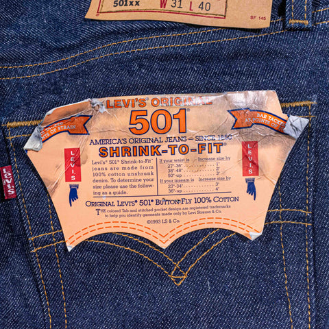 Levis 501 Button Fly Jeans Shrink To Fit