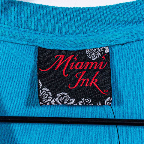 Miami Ink Tattoo Skull Neon Print T-Shirt