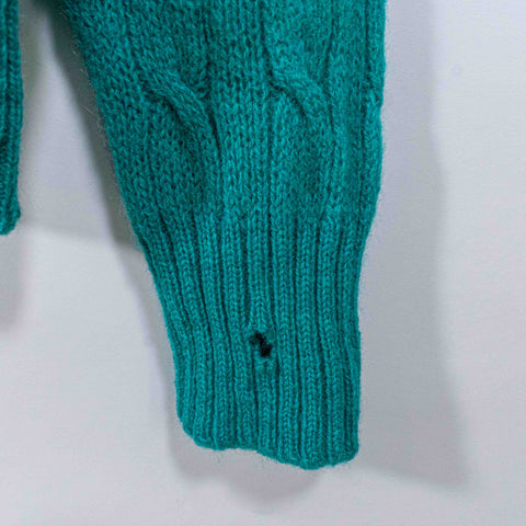 Brooks Brothers Shetland Wool Cable Knit Sweater Distressed