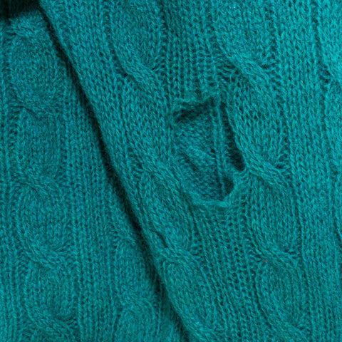 Brooks Brothers Shetland Wool Cable Knit Sweater Distressed